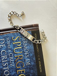 Pulseira Masculina inox placa "Jesus"