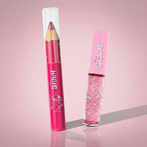 Kit Labial Angel Gloss Glitter 4,6ml + Lápis Batom Rosa 1,2g - Stitch Disney