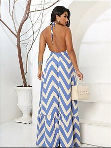 Vestido Longo Com Listras  Zig Zag, Elegância e Conforto!