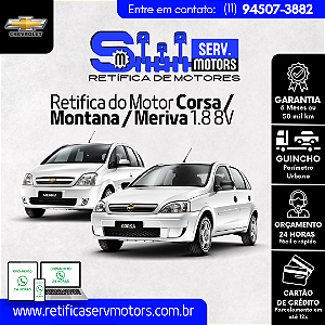 Retifica do Motor Corsa Montana Meriva 1.8 8V