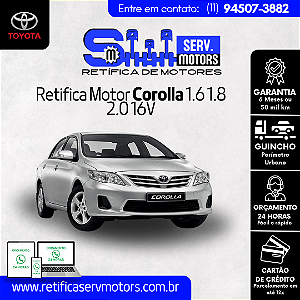 Retifica Motor Corolla 1.6 1.8 2.0 16V