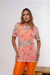 Camisão de tule estampado