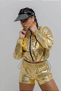 JAQUETA METALIC DOURADO