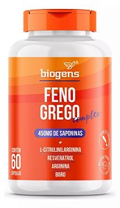 Feno Grego Complex, Citrulina, Arginina, Boro, Resveratrol, 60 Cápsulas, Biogens