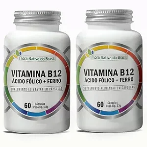 Fer‑B12 Folic – Vitamina B12 + Ácido Fólico + Ferro – 60 cápsulas (Flora Nativa do Brasil)