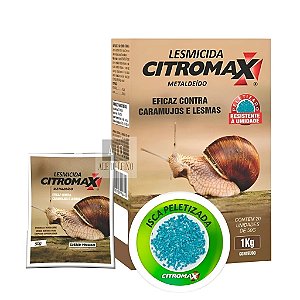 Lesmicida Citromax 1Kg - Eficaz contra Caramujos e Lesmas (20x Saches de 50g)