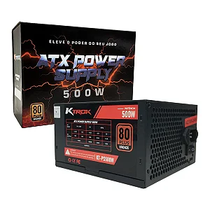 Fonte Gamer 500w Real Ktrok 80 Plus Bronze Pfc Ativo Bivolt