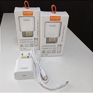 Carregador Turbo Tipo C para Tipo C Kaidi  KD-108C 20W