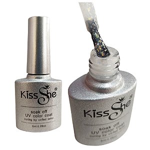 Esmalte Em Gel Kiss She Tons de Prata Prateado 06