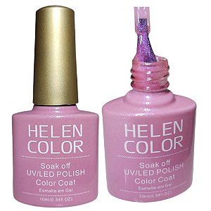 Esmalte Em Gel Rosa Translúcido Com Brilhos Asa De Borboleta Helen Color 41 10ml