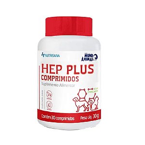 Hep Plus Nutrisana Suplemento Alimentar para Cães e Gatos Mundo Animal 30 comprimidos
