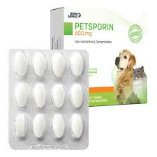 Petsporin 600 mg Cartela com 12 Comprimidos para Cães e Gatos – Antibiótico