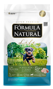 Fórmula Natural Super Premium Life Cães Filhotes Portes Médio e Grande Sabor Frango e Maçã 15kg