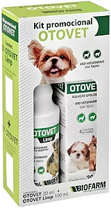 Kit Otovet Otológica + Otovet Limp Biofarm para Cães e Gatos