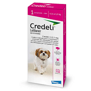 Antipulgas e Carrapatos Credeli 112,5mg Cães 2,5 a 5,5kg 1 comprimido