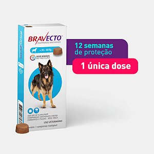 Antipulgas e Carrapatos Bravecto 20 a 40 kg Cães 1000mg 1 comprimido