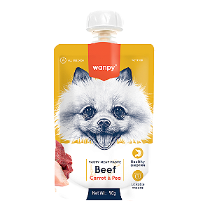 Petisco para Cães Wanpy Creamy Sachê de Carne, Cenoura e Ervilha 90g