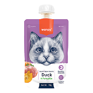 Petisco para Gatos Wanpy Creamy Sachê de Pato e Abóbora 90g