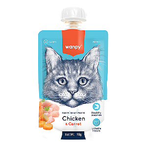 Petisco para Gatos Wanpy Creamy Sachê de Frango e Cenoura 90g