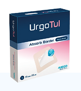 Curativo 10 x 10 Espuma de Poliuretano Camada Superabsorvente e Adesivos de Silicone URGOTUL ABSORB BORDER - Urgo Medical
