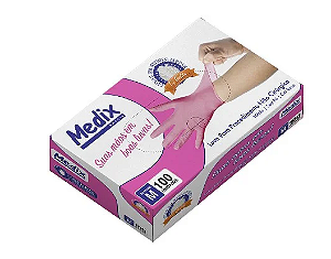 Luva Nitrilica Rosa P/ Procedimento Não cirúrgico Tam : P - Medix