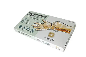 Luva Plástica Descartável de TPE Tam: G Com 100 Un - Descarpack