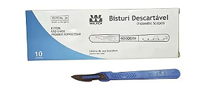 Bisturi Descartável de Aço Inoxidável Nº22 C/ 10 Unidades - Wiltex