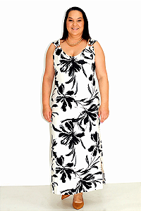 Vestido em Visco Estampado com detalhe de alça argola