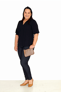 Camisa em Jacard com Manga Bufante