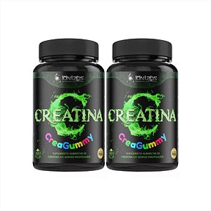Creatina em Goma Creagummy 3000mg S/Glúten Uva Verde kit c/2