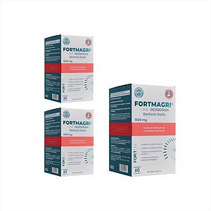 Fortmagri 1500mg Berberina c/60 cps kit c/03 cxs (180 cps)