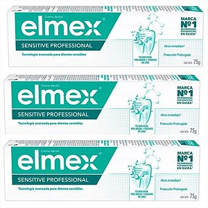 Creme Dental Elmex Sensitive Dentes Sensiveis 75g Kit C/3