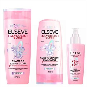 Kit Elseve Glycolic Shampoo 375ml/cond 175ml/serum 100ml