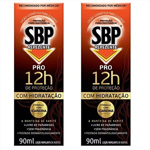 Repelente Loção s/ Fragrância SBP Pro 90ml Icaridina kit c/2