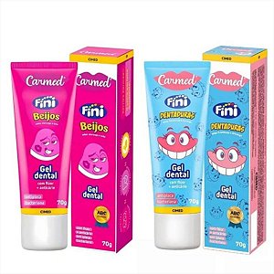 Kit 2 Carmed Gel Dental Dentadura E Beijos C Fluor Anticarie