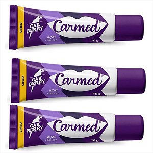 Kit 3 Und Hidratante Labial Carmed Açai Oakberry 10g Com Cor