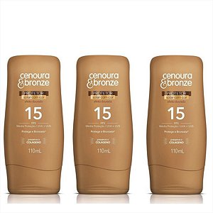 Protetor Solar Com Cor Fps 15 Cenoura E Bronze 110ml kit c/3