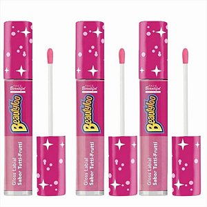 Gloss Labial Beautyloo Sabor Tutti-Frutti 3,8ml kit c/3