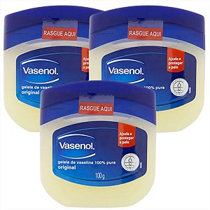 Geleia De Vaselina 100% Pura Original Vasenol Pote 100g c/3