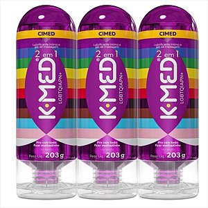 Lubrificante íntimo K-med 2 Em 1 Gel 203g Lgbtqiapn+ kit c/3