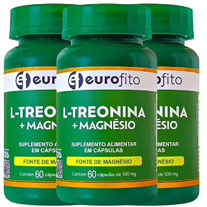 Kit 3x L-treonina+fonte De Magnésio 180cáp -muscular/nervosa