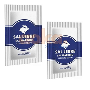 Sal marinho refinado Lebre caixa com 1000 sachês de 0,8g