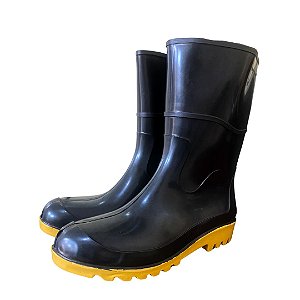 BOTA BASPAN PVC S/FORRO PRETA/AMAR - N 35