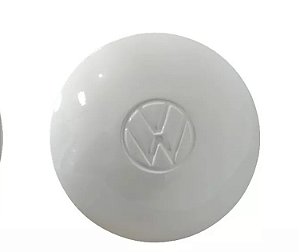 Calota Roda Fusca Branca Emblema VW Abaulada P/ 5 Furos VW
