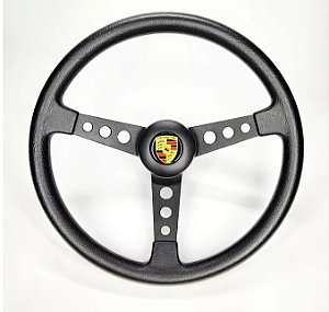Volante Delta 380 Haste Preta - Emblema Porsche