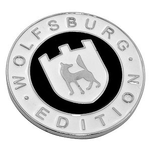Emblema Plaqueta Wolfsburg Edition Branco/Preto VW