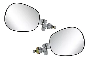 Par Retrovisor Raquete Cromado Borda Preta Fusca