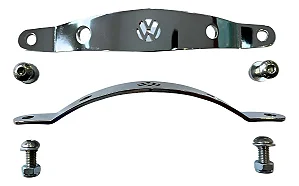 Par Descansa/Apoio Braço Puxador Porta Fusca Metal Cromado Vw Cromado C/ Logo Vw