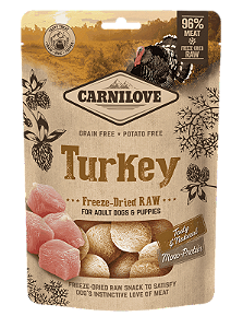 Snack Liofilizado Carnilove de Peru para Cães – 60g | 100% Natural Freeze-Dried Raw