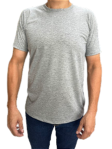 Camiseta Cinza Mescla Malha Manga Curta Gola Redonda